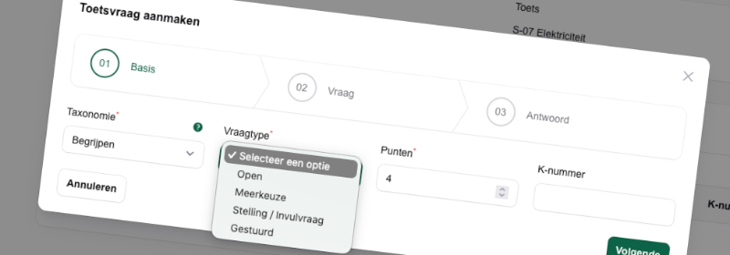 Toets editor interface